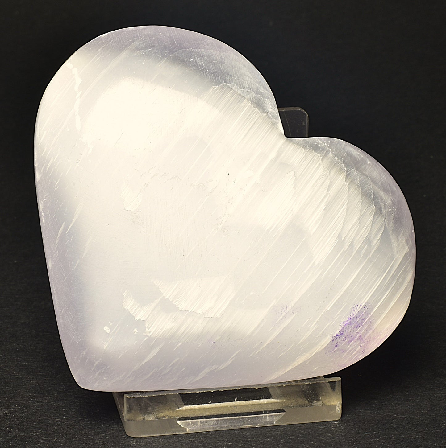 SELENITE PUFFY HEART with CARVED ANGEL WINGS P515