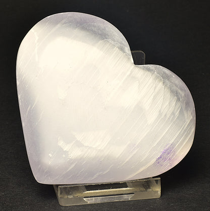 SELENITE PUFFY HEART with CARVED ANGEL WINGS P515
