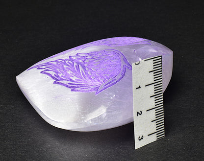 SELENITE PUFFY HEART with CARVED ANGEL WINGS P515