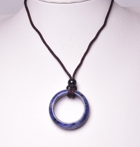 SODALITE RING PENDANT ON CORD J235