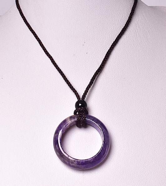 AMETHSYT RING PENDANT ON CORD J246