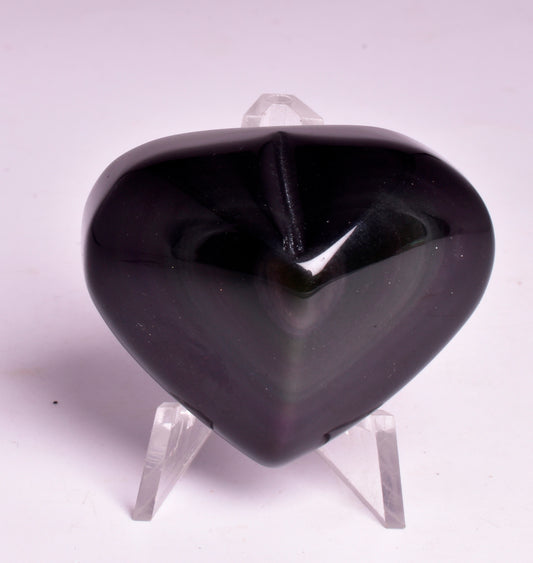 RAINBOW OBSIDIAN PUFFY HEART CARVING P187