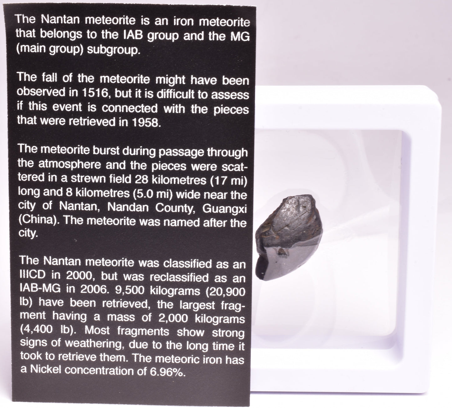 NANTAN NICKEL- IRON METEORITE, CHINA MT112