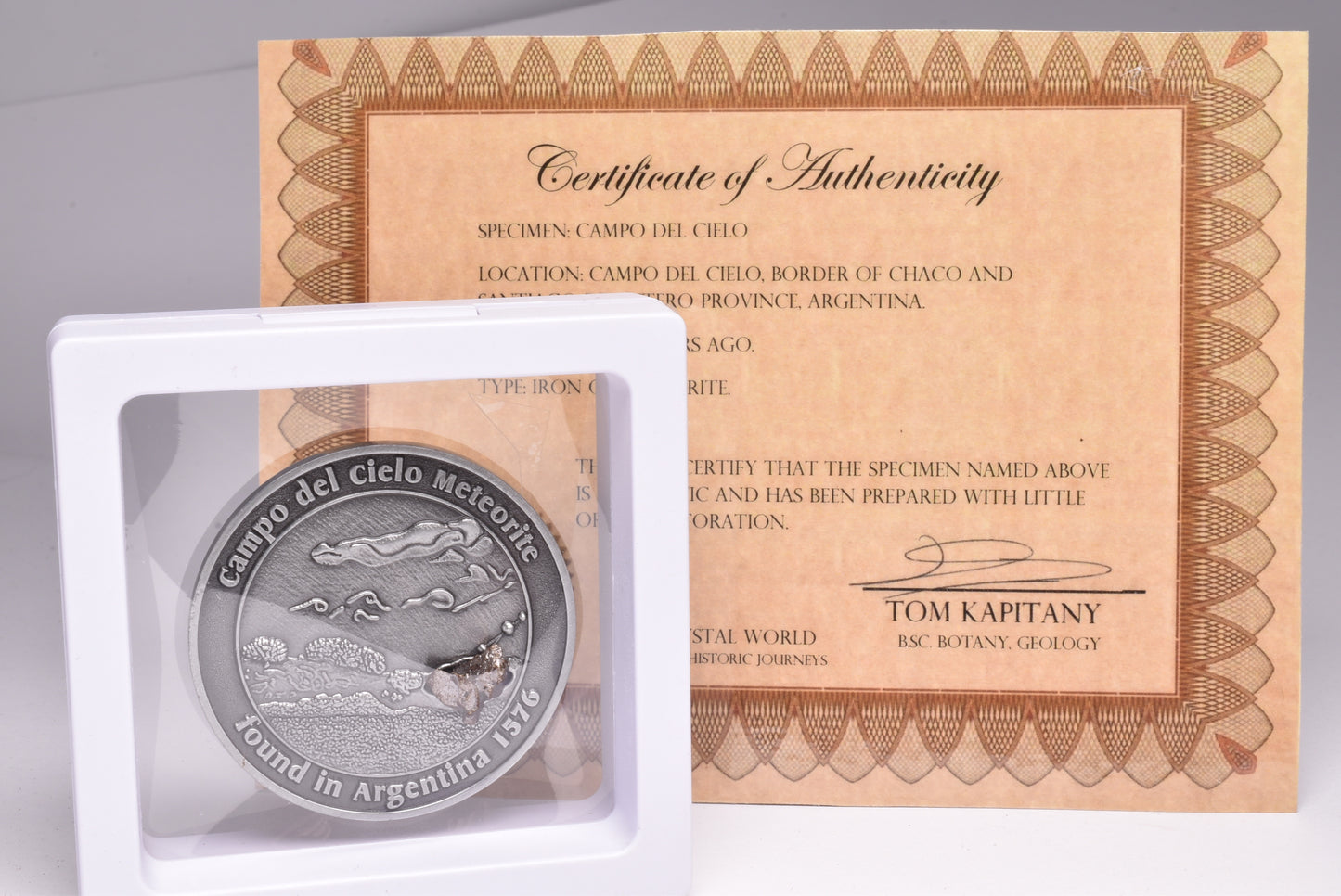 CAMPO DEL CIELO METEORITE in COLLECTORS COIN NUMBER 0004 MT115