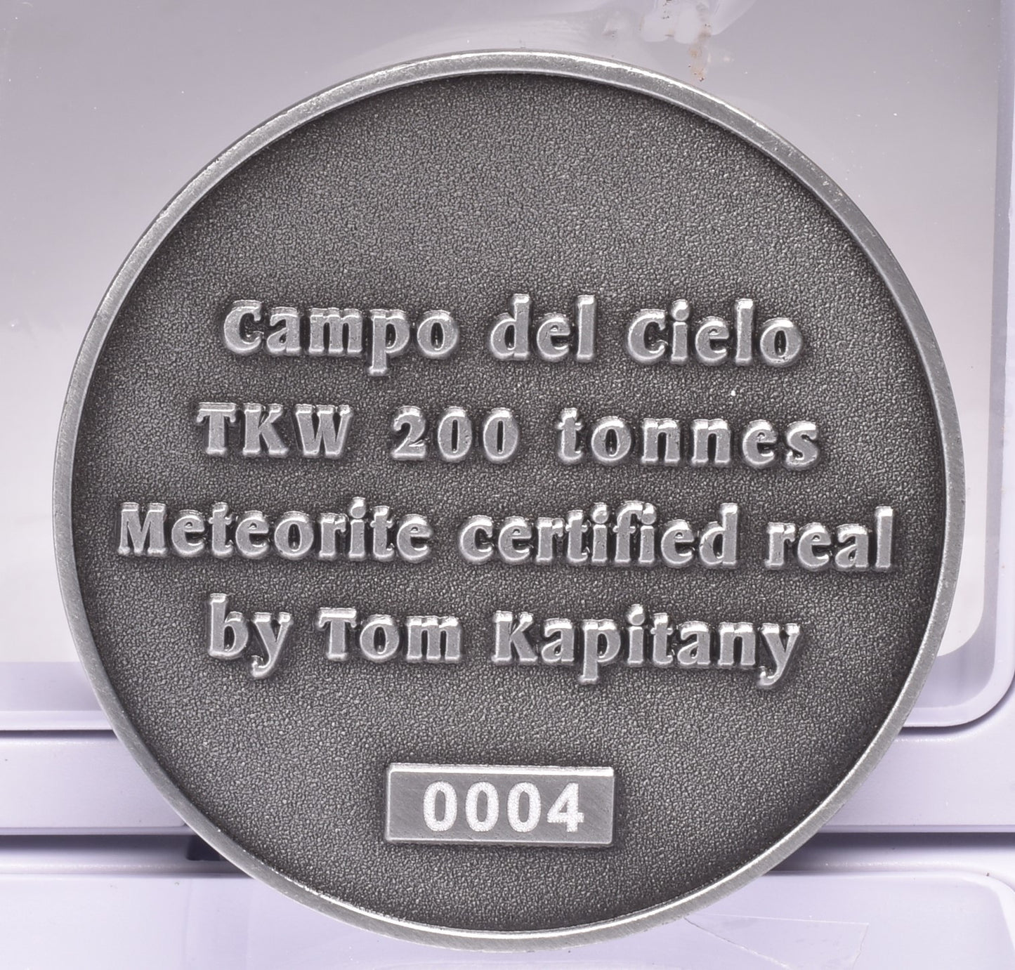CAMPO DEL CIELO METEORITE in COLLECTORS COIN NUMBER 0004 MT115