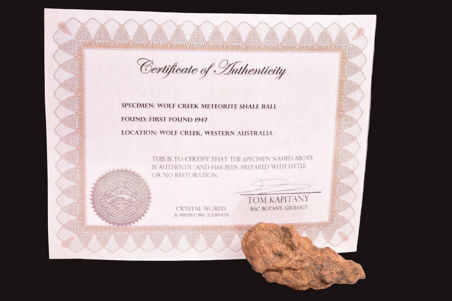 WOLF CREEK SHALE BALL METEORITE MT123