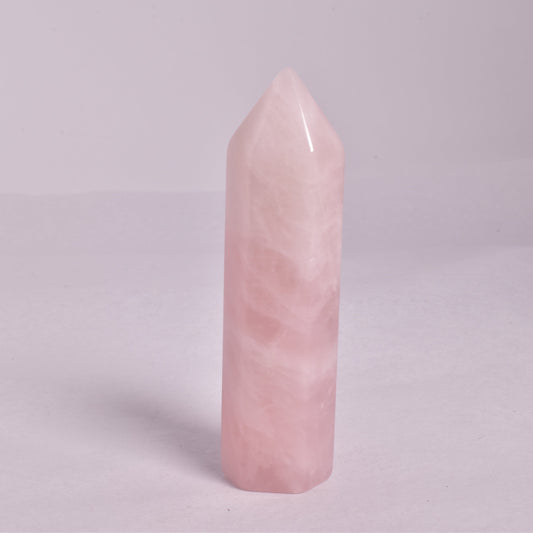 ROSE QUARTZ CRYSTAL 6 SIDED POINT GENERATOR P142