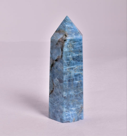 BLUE APATITE CRYSTAL 6 SIDED POINT GENERATOR P171