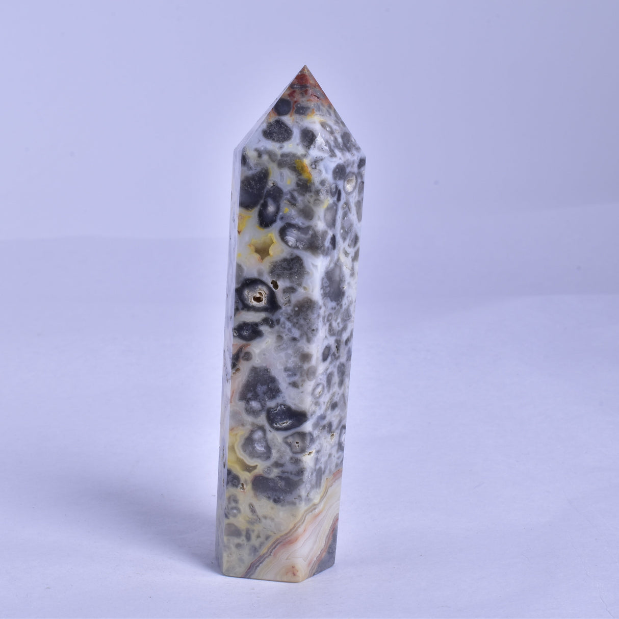 CRAZY LACE AGATE CRYSTAL 6 SIDED POINT GENERATOR P177