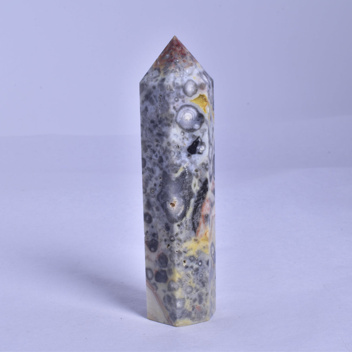 CRAZY LACE AGATE CRYSTAL 6 SIDED POINT GENERATOR P177