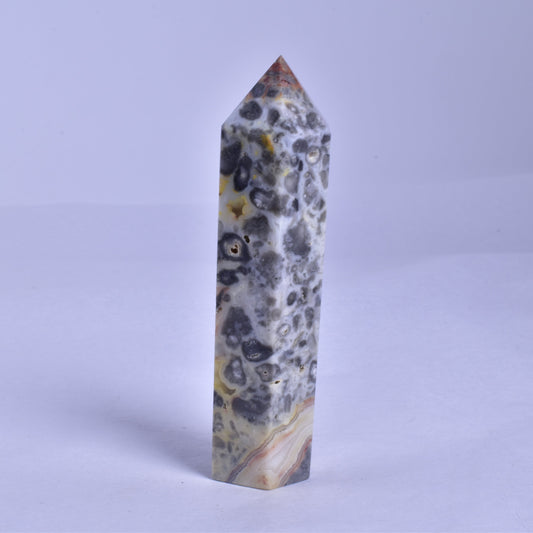 CRAZY LACE AGATE CRYSTAL 6 SIDED POINT GENERATOR P177