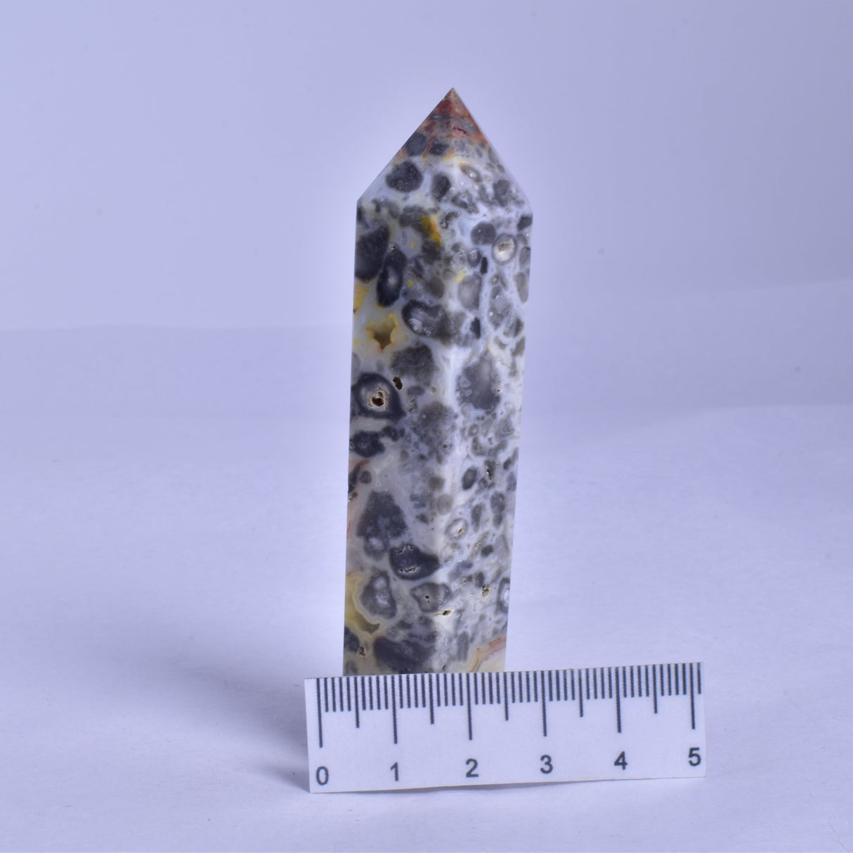 CRAZY LACE AGATE CRYSTAL 6 SIDED POINT GENERATOR P177