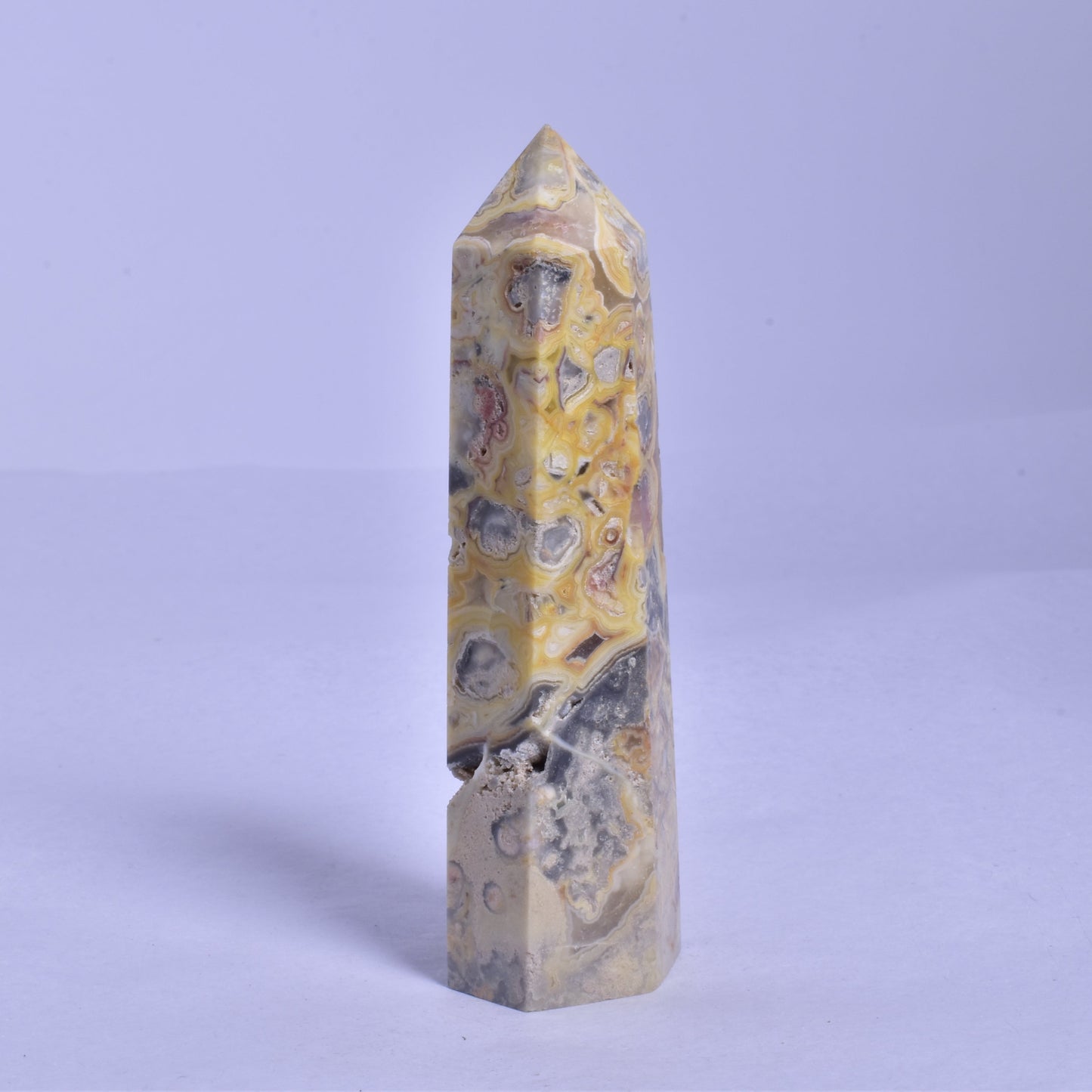 CRAZY LACE AGATE CRYSTAL 6 SIDED POINT GENERATOR P180