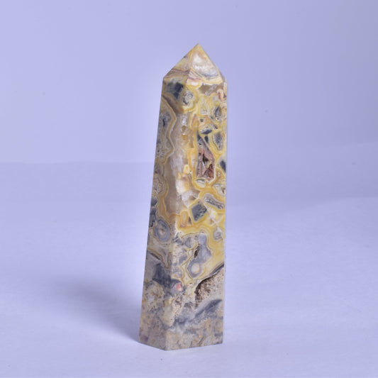 CRAZY LACE AGATE CRYSTAL 6 SIDED POINT GENERATOR P180