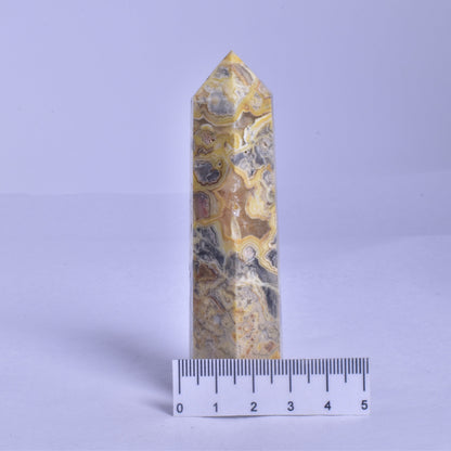 CRAZY LACE AGATE CRYSTAL 6 SIDED POINT GENERATOR P180