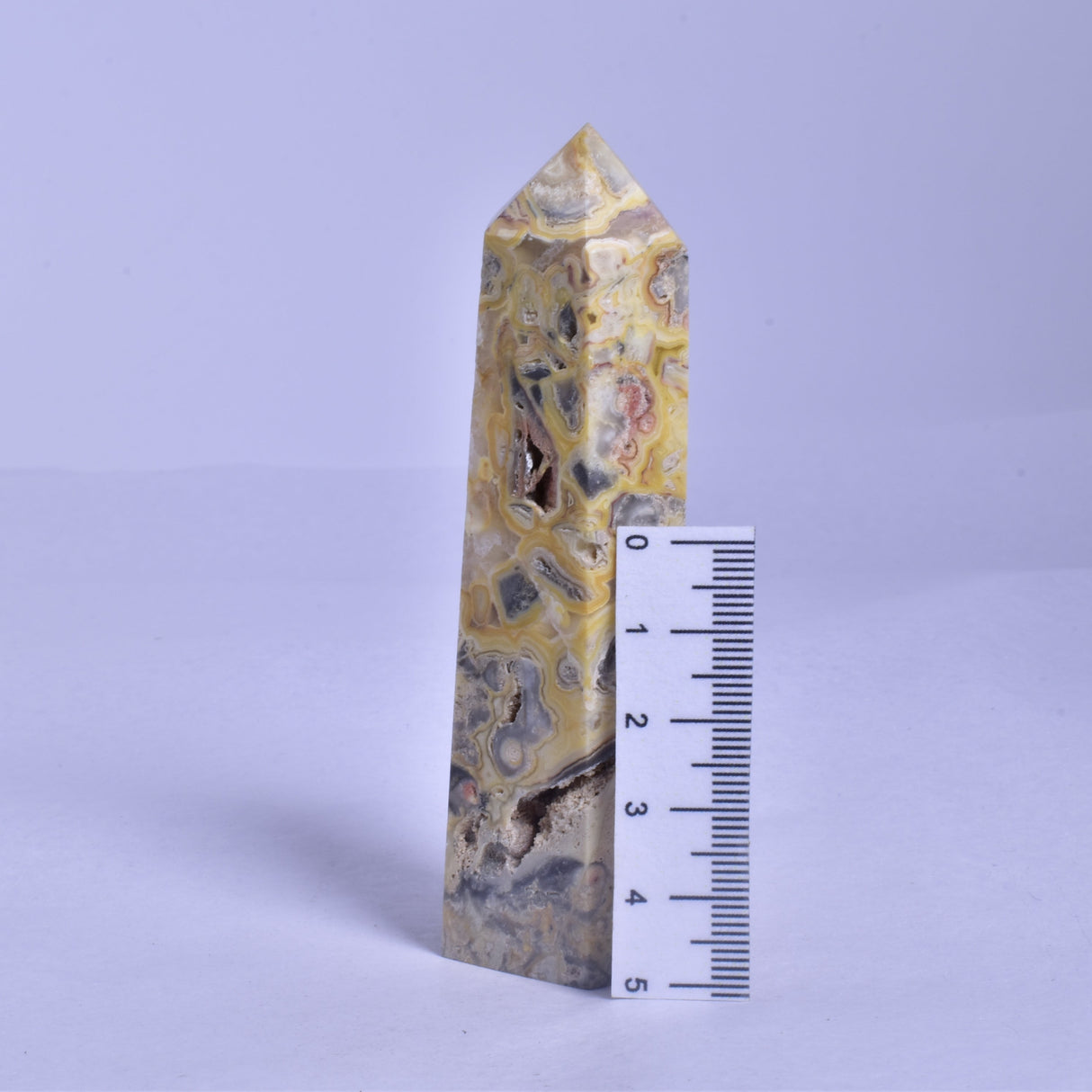CRAZY LACE AGATE CRYSTAL 6 SIDED POINT GENERATOR P180