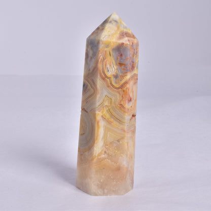 CRAZY LACE AGATE CRYSTAL 6 SIDED POINT GENERATOR P181