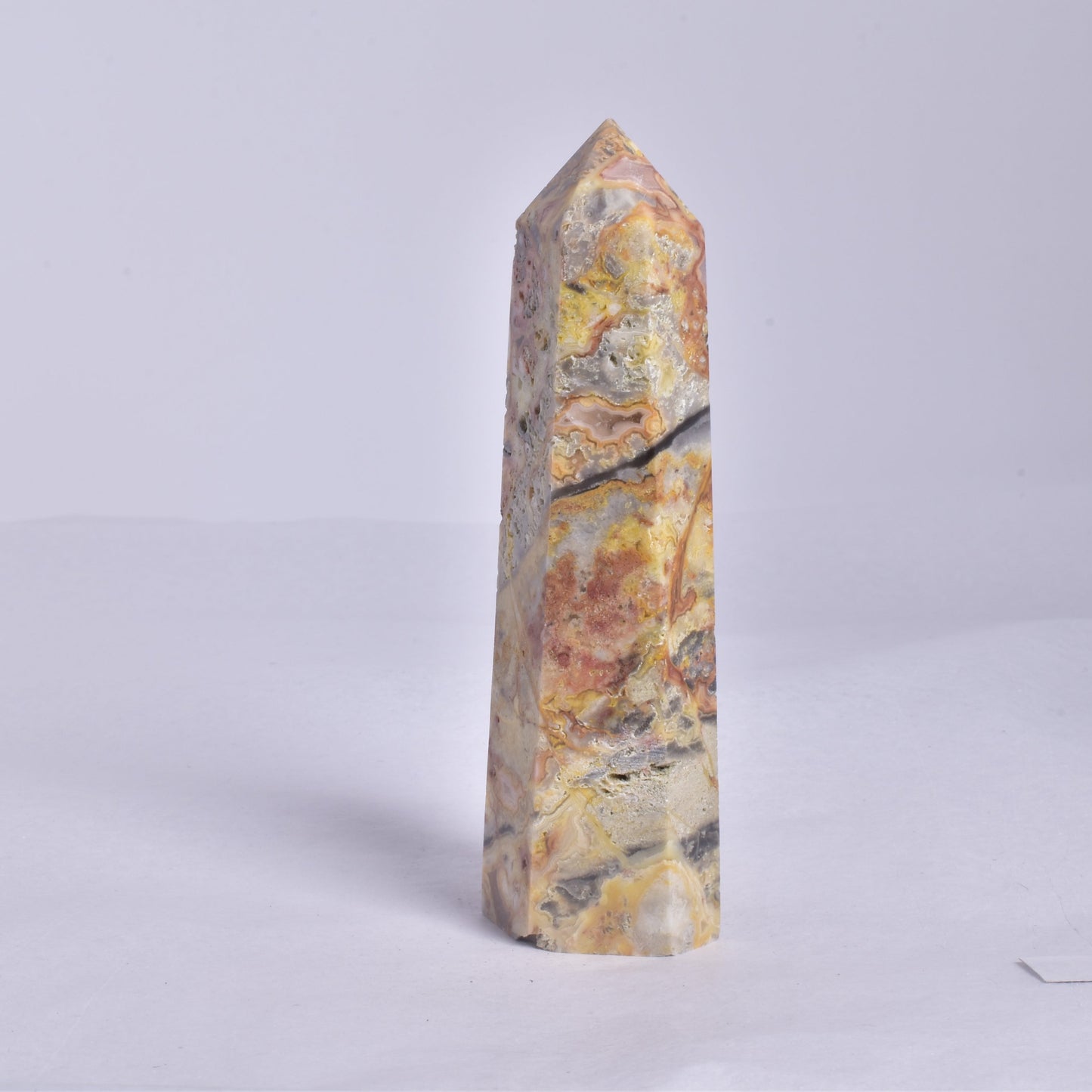 CRAZY LACE AGATE CRYSTAL 6 SIDED POINT GENERATOR P182