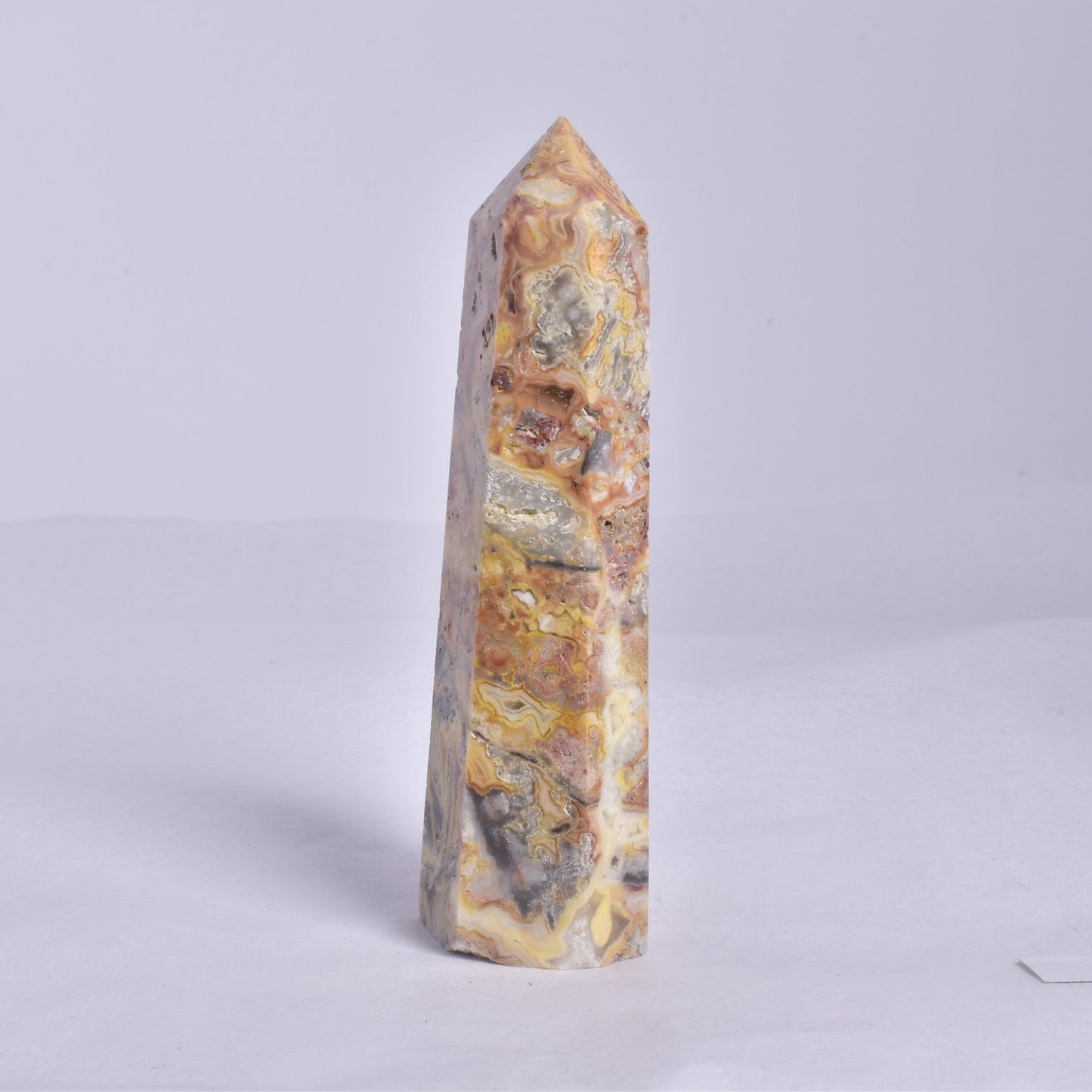 CRAZY LACE AGATE CRYSTAL 6 SIDED POINT GENERATOR P182