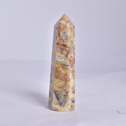 CRAZY LACE AGATE CRYSTAL 6 SIDED POINT GENERATOR P182