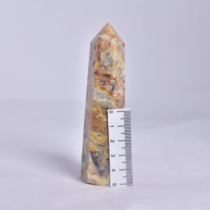 CRAZY LACE AGATE CRYSTAL 6 SIDED POINT GENERATOR P182
