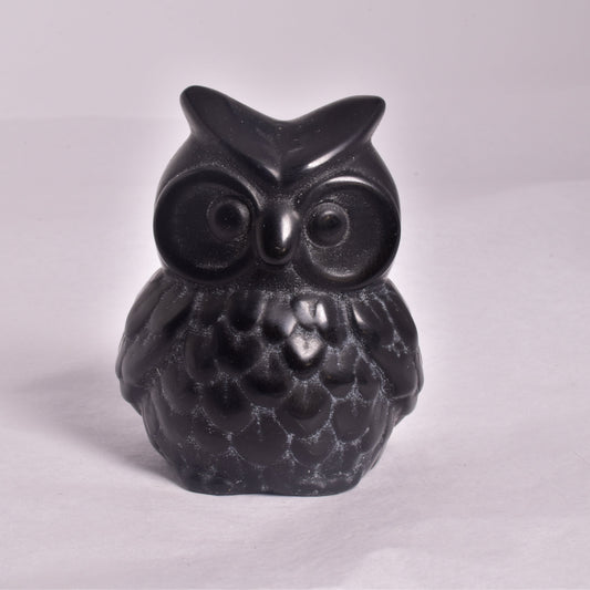 OBSIDIAN OWL CARVING P345