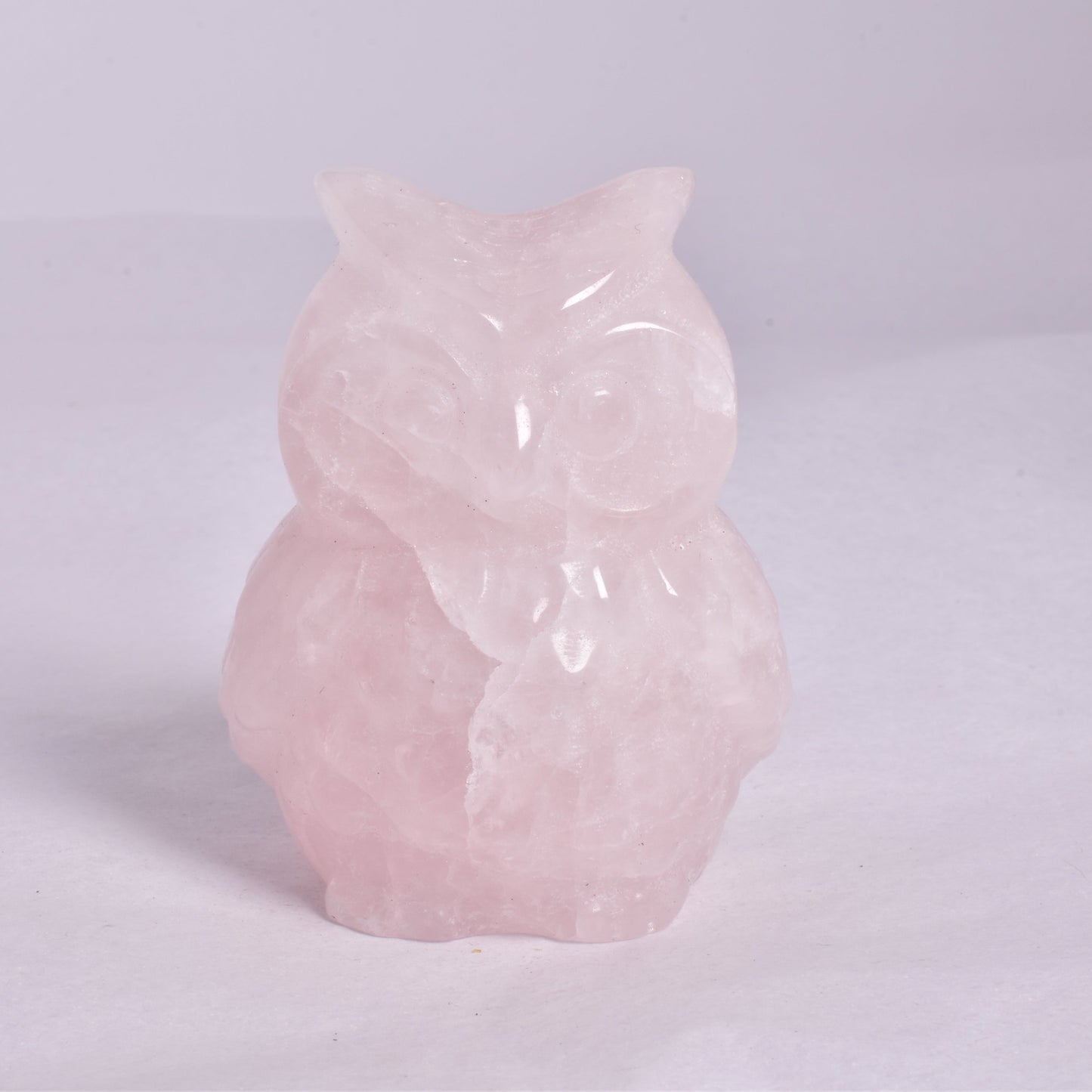 ROSE QUARTZ OWL CARVING P357