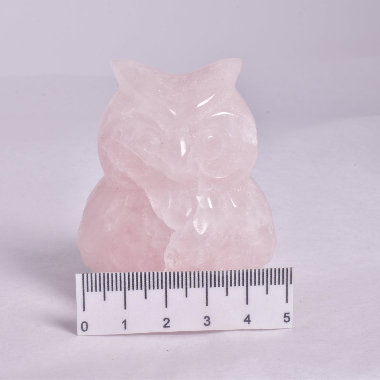 ROSE QUARTZ OWL CARVING P357