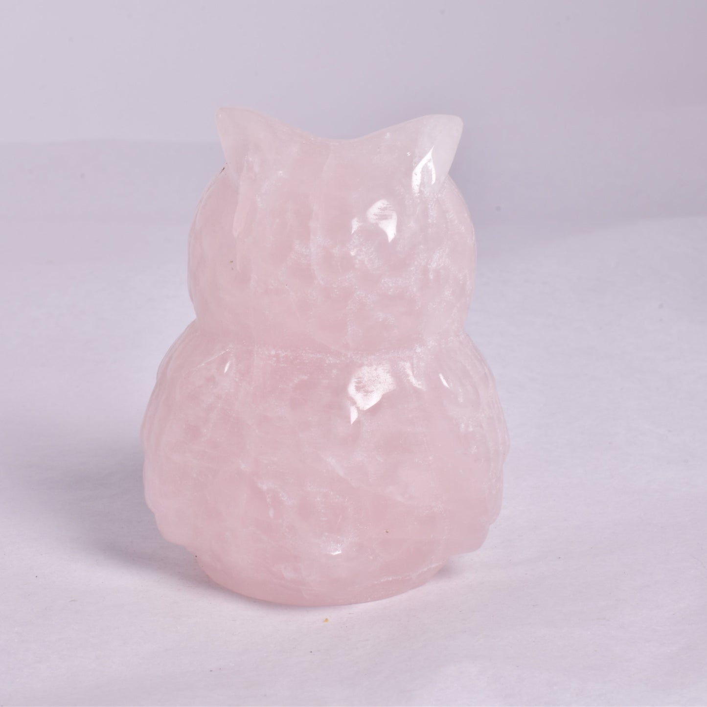 ROSE QUARTZ OWL CARVING P357