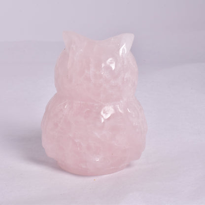 ROSE QUARTZ OWL CARVING P357