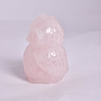 ROSE QUARTZ OWL CARVING P357
