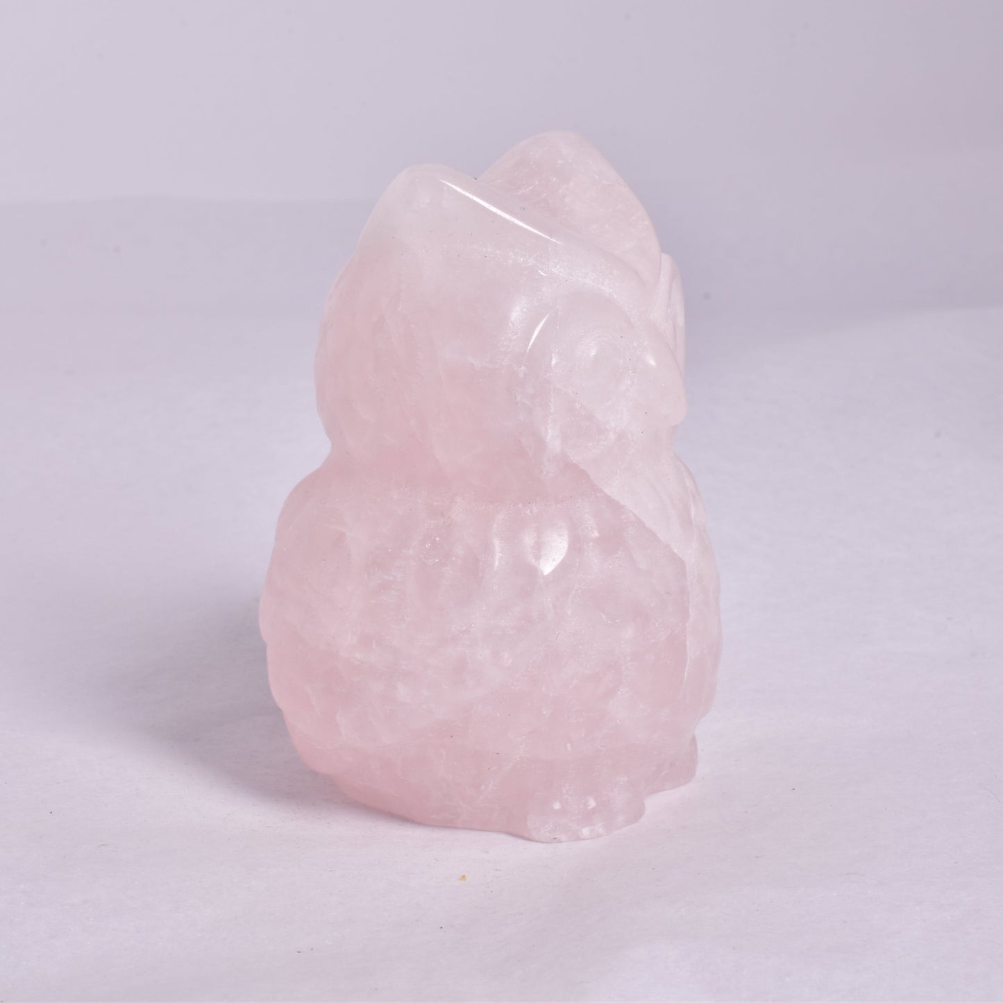 ROSE QUARTZ OWL CARVING P357