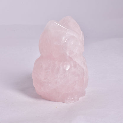 ROSE QUARTZ OWL CARVING P357