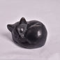 SILVER SHEEN OBSIDIAN SLEEPING CAT CARVING P317