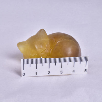 FLUORITE SLEEPING CAT CARVING P323