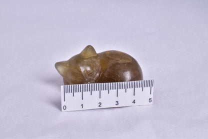 FLUORITE SLEEPING CAT CARVING P326