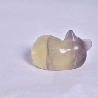FLUORITE SLEEPING CAT CARVING P327