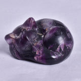 FLUORITE SLEEPING CAT CARVING P365