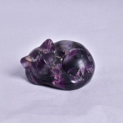 FLUORITE SLEEPING CAT CARVING P365