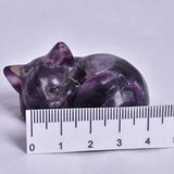 FLUORITE SLEEPING CAT CARVING P365