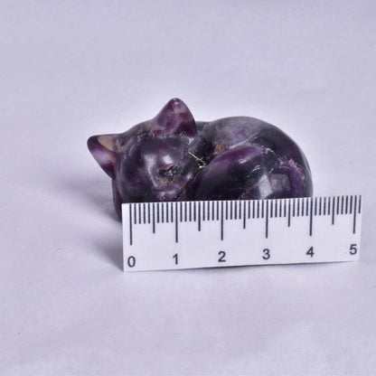 FLUORITE SLEEPING CAT CARVING P365