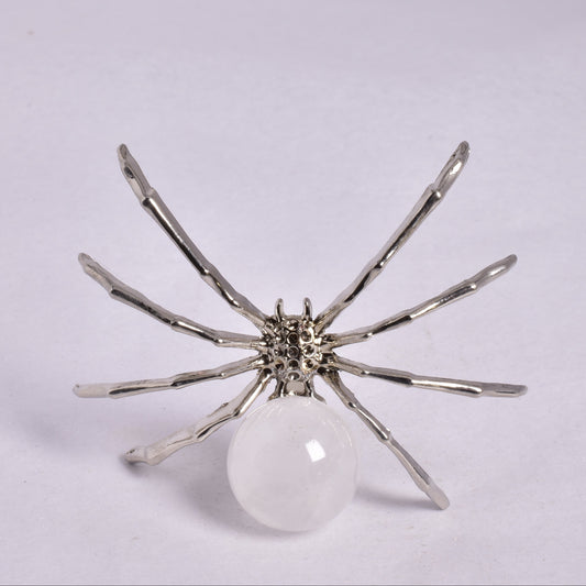 QUARTZ SPHERE ON METAL SPIDER P372