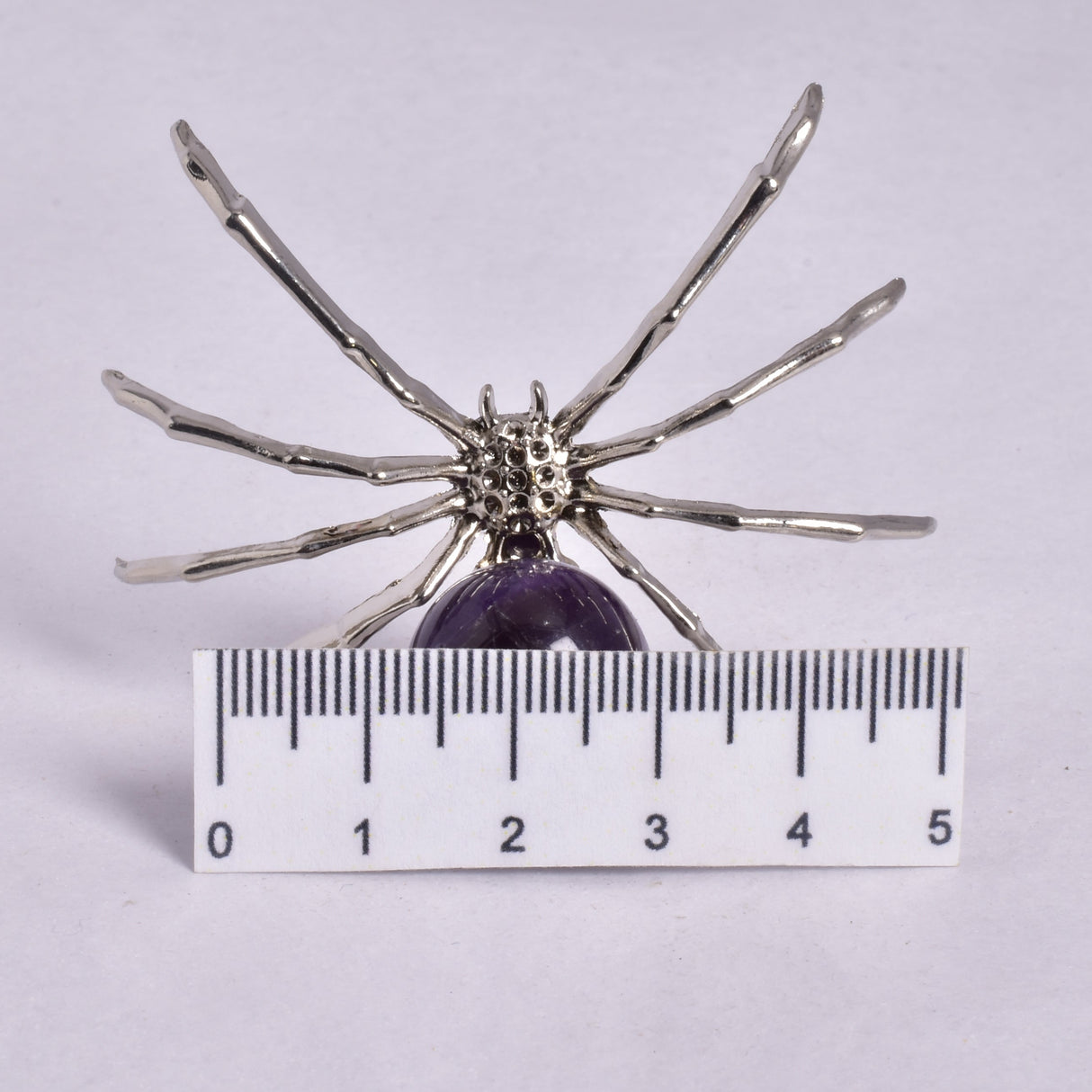 AMETHYST SPHERE ON METAL SPIDER P193