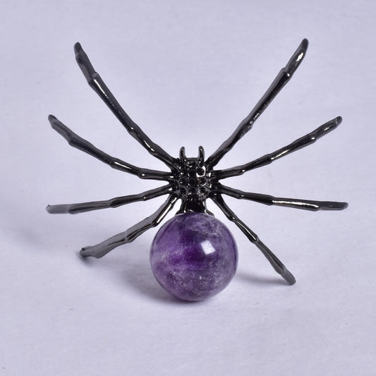 AMETHYST SPHERE ON METAL SPIDER P194