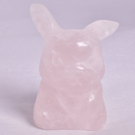 ROSE QUARTZ POKEMON PIKACHU CARVING P600