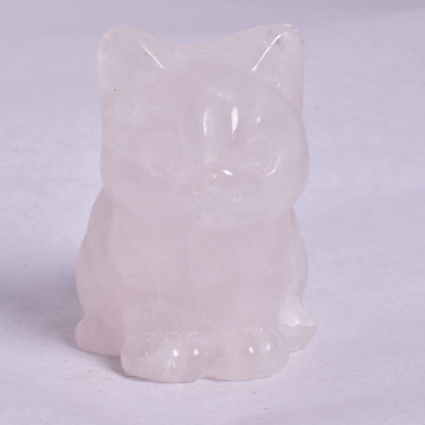 ROSE QUARTZ CAT CARVING P580