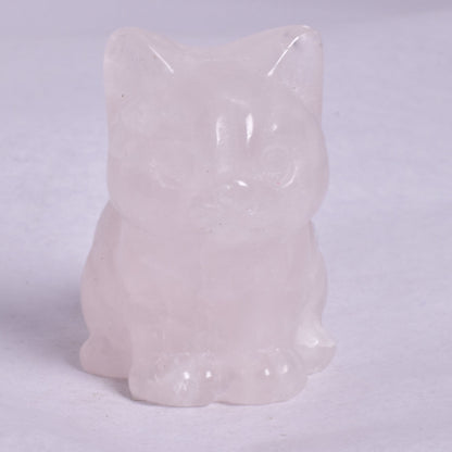 ROSE QUARTZ CAT CARVING P580