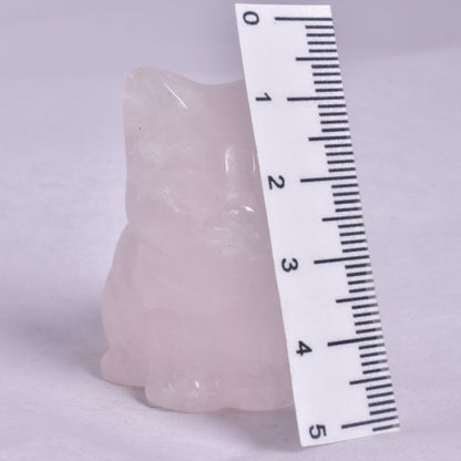 ROSE QUARTZ CAT CARVING P580