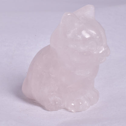 ROSE QUARTZ CAT CARVING P580