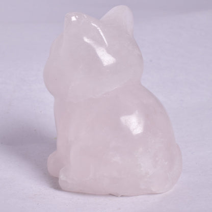 ROSE QUARTZ CAT CARVING P580